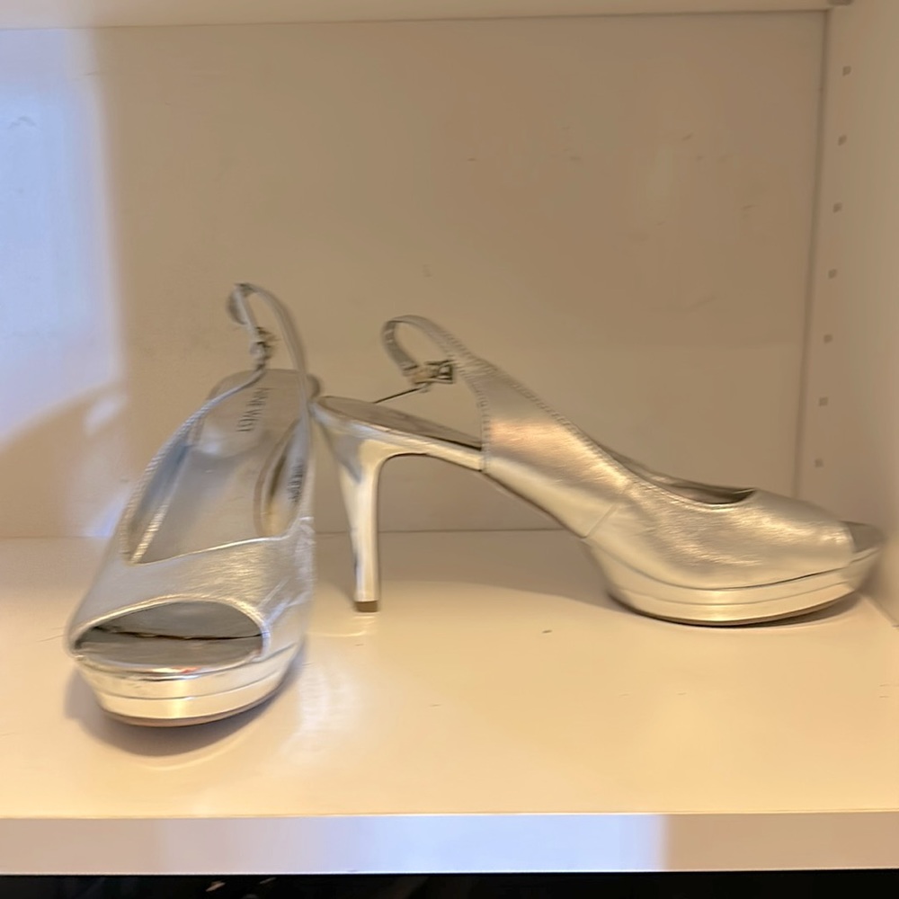 Nine West silver heels